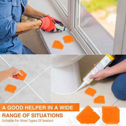 2 Pieces Caulking Tool Set Silicone Sealant Grout Tool for Kitchen Bathroom Floor Sealant Sealing(Orange)