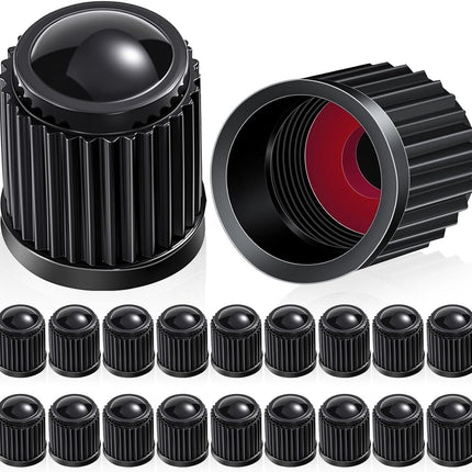 20 Pcs Tire Valve Stem Caps Car Tire Caps Plastic Universal Valve Stem Covers for Bike Bicycle Cars SUV Trucks Motorcycles (Black)
