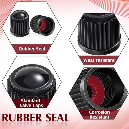 20 Pcs Tire Valve Stem Caps Car Tire Caps Plastic Universal Valve Stem Covers for Bike Bicycle Cars SUV Trucks Motorcycles (Black)