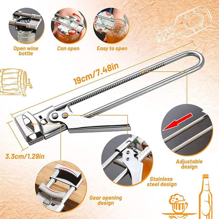 1PC Adjustable Stainless Steel Jar Opener Professional Jam Jar Bottle Opener, Manual Lids Remover Kitchen Accessories Gadgets Can Opener for Seniors Weak Hands Jar Openers