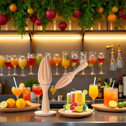 Wooden Citrus Reamer,Handheld Hand Citrus Lemon Juicer,Portable Fruit Squeezer,Kitchen Juicing Tool,Manual Orange Lemon Juice Reamer for Daily Home Bar Cafe Restaurant Use