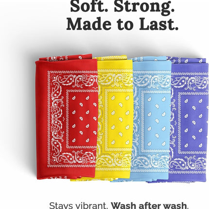 100% Cotton & Natural Fibers Bandana Scarf - Soft, Durable, Machine Washable – Unisex for Men & Women