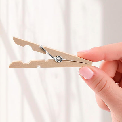 Clothes Pins Wooden – 50 Pack Wooden Clothespins 2.9 Inch with Rust-Resistant Coil, Natural Wood Clips for Laundry, Hanging Clothes, Crafts & DIY