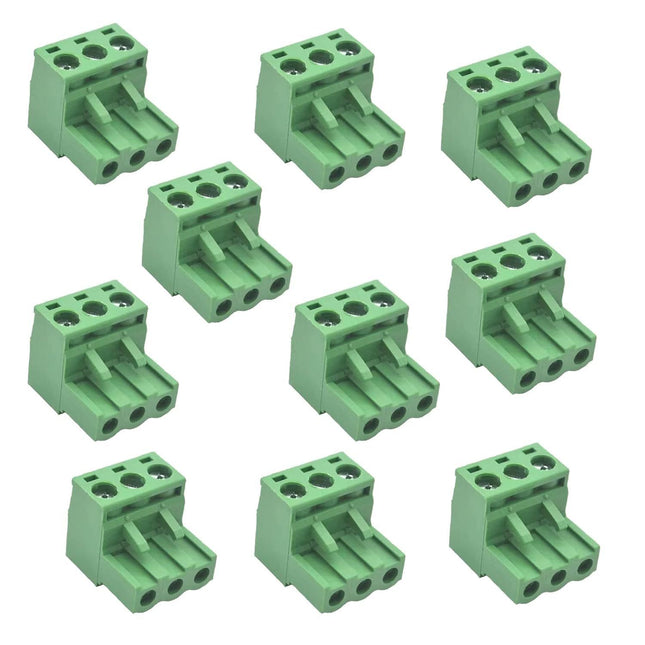 10 Pcs Green 5.08mm Pitch 3P Pluggable Teminal Blocks Connector Socket Adapters V1258-DP02-D-642