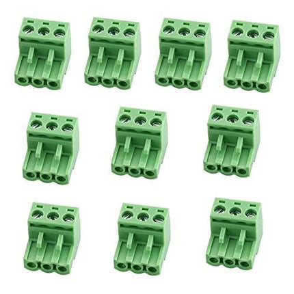 10 Pcs Green 5.08mm Pitch 3P Pluggable Teminal Blocks Connector Socket Adapters