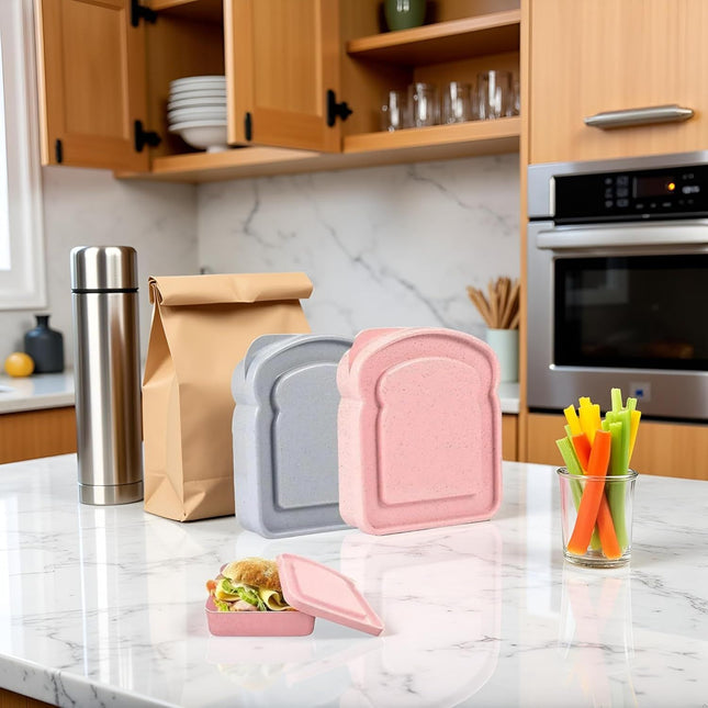 1Pc Random Color Sandwich Containers Sandwich Box Food Storage Toast Shape Holder Plastic for – product detail