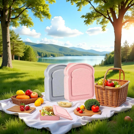 1Pc Random Color Sandwich Containers, Sandwich Box Food Storage Toast Shape Holder Plastic for Lunch, Sandwich Keeper for Adults Prep Microwave Food Containers Sets