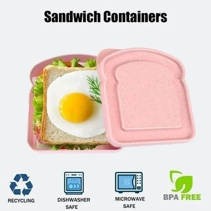 1Pc Random Color Sandwich Containers, Sandwich Box Food Storage Toast Shape Holder Plastic for Lunch, Sandwich Keeper for Adults Prep Microwave Food Containers Sets