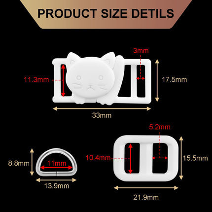 CooBigo 3/8" Breakaway Cat Collars Clasp Kit, 20 Set Break Away Lanyard Clasp Cat Safety Collar Paracord Buckles Accessories(White)