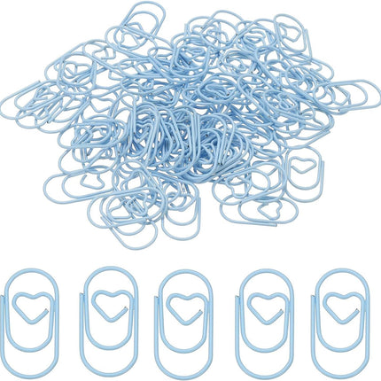 1x0.4 Inch Mini Paper Clip, 80 Pcs Metal Heart Paper Clip Wide Rust-Proof Strong Durable Small Cute Bulk for Office Supplies Document Organization Binder Bookmarks Planner, Blue