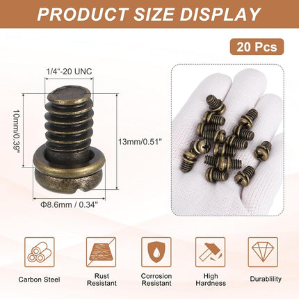 20Pcs Ceiling Fan Blade Screws, 1/4"-20 x 3/8 Carbon Steel Phillips Pan Motor Replacement Screw for Lighting Ceiling Fan, Copper