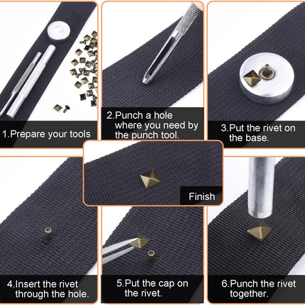100 Sets 10mm Square Leather Rivets, Metal Pyramid Spike Studs Rivet for Leather Wrists Boots Clothing Pet Collars Belt Bags Punk Bracelets Key Fob DIY Repair and Decoration (Silver)