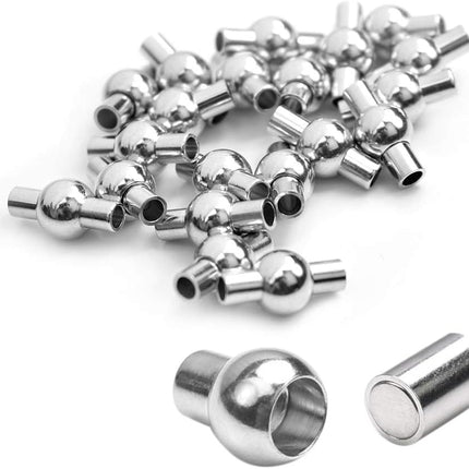 20 Pack 3mm Hole Magnetic Clasps Leather Bracelet Necklace Paracord Fashion Jewelry DIY Leathercraft Accessories Lanyard Connectors #FLQ083-3B Copper Silver-Plated