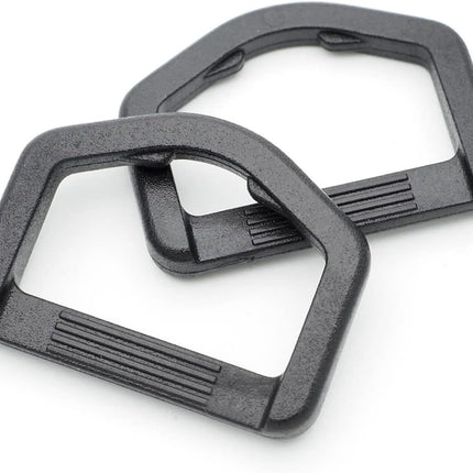 CooBigo 12 Pack D-Rings Plastic Buckle 1" Without Bar D Ring for Webbing Strap Backpack Water Pouche Belt Dog Collar Attachment Point Hardware(Black, Regular)