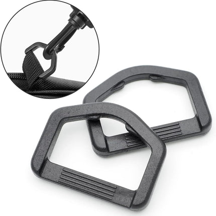 CooBigo 12 Pack D-Rings Plastic Buckle 1" Without Bar D Ring for Webbing Strap Backpack Water Pouche Belt Dog Collar Attachment Point Hardware(Black, Regular)