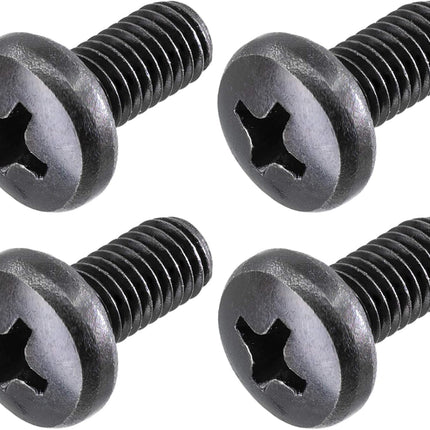 Black License Plate Screws for Audi and VW, Phillips Machine Pan Head 18-8, Stainless Steel, M6-1.0 x 12 mm Bolt (Pack of 4)
