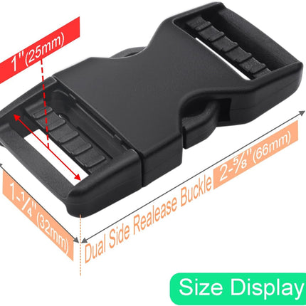 6 Pack 1" Buckle Quick Side Release Buckles Dual Adjustable No Sewing Clips Plastic Buckle Replacement for Nylon Webbing Straps Backpack Belt Dog Collars(Inner Diameter 1 Inch)