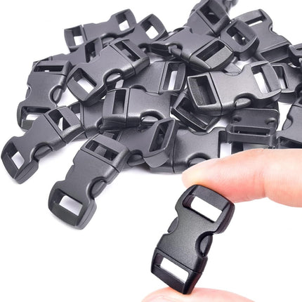 CooBigo 100 Pack 3/8 Inch Curved Contoured Paracord Bracelet Clips Plastic Quick Side Release Buckles for Paracord Bracelets Clasps Masks Dog Collar Straps Accessories