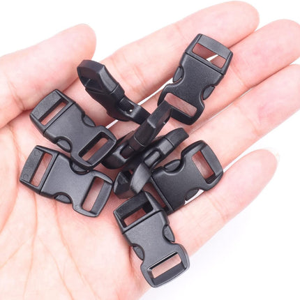 CooBigo 100 Pack 3/8 Inch Curved Contoured Paracord Bracelet Clips Plastic Quick Side Release Buckles for Paracord Bracelets Clasps Masks Dog Collar Straps Accessories
