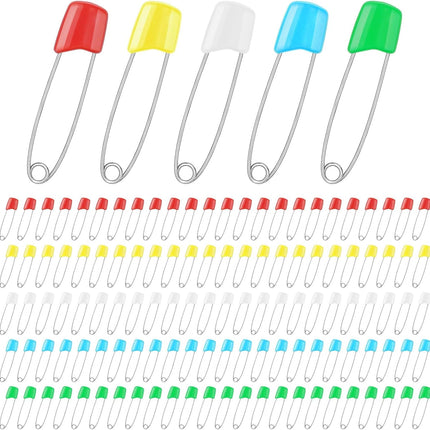 120 Pcs Diaper Pins,2.2 Inch Baby Safety Pins Colorful Stainless Steel Diaper Nappy Pins for Cloth Diapers,Plastic Head,5 Colors,Safe Locking Closures