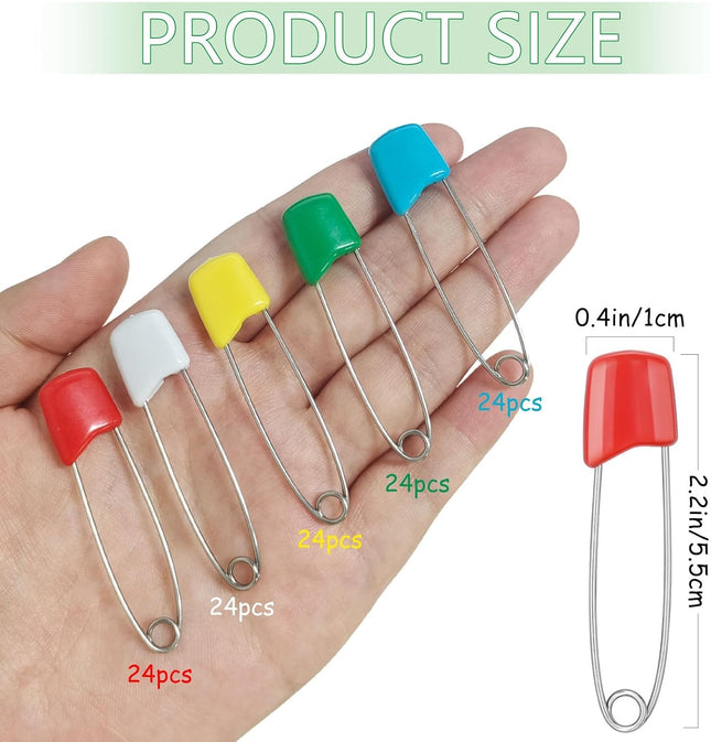120 Pcs Diaper Pins 2.2 Inch Baby Safety Pins Colorful Stainless Steel Diaper Nappy Pins for Cloth Diapers – product detail