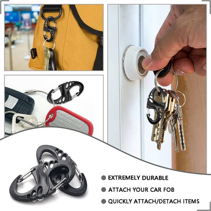 12 Pack 2" Carabiner Clip Plastic S Carabiner Clips Paracord Keychain Hooks for Key Chain Backpacks Bags Zipper Clip Accessories
