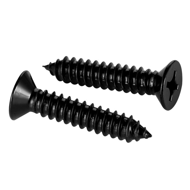 12 x 1-1/4 Wood Screws Flat Head Fast Self Tapping Drywall Screws 18-8 Stainless Steel 304 Black Finish 50