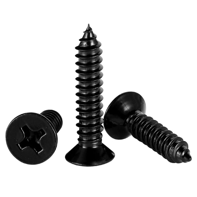 12 x 1-1/4 Wood Screws Flat Head Fast Self Tapping Drywall Screws 18-8 Stainless Steel 304 Black Finish 50 – product detail