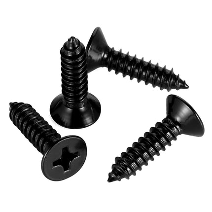 #12 x 1-1/4" Wood Screws Flat Head Fast Self Tapping Drywall Screws 18-8 Stainless Steel 304 Black Finish, 50 PCS