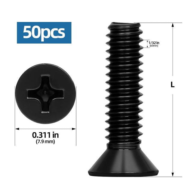 8-32 x 1/2 Black Countersunk Flat Head Machine Screws Electrical Outlet Screws Full Thread 304 Stainless – product detail