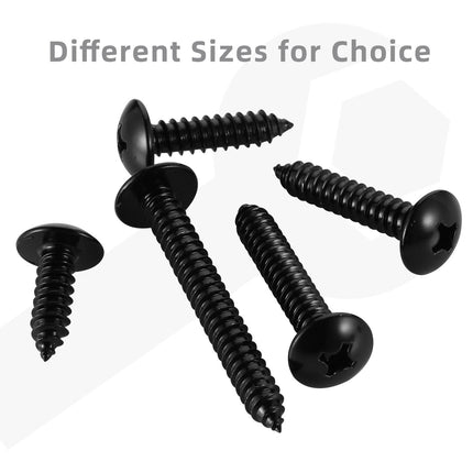 #14 x 1 Truss Head Wood Screws Sheet Metal Screw, Self Tapping, 18-8 Stainless Steel 304 Black Finish, 25 PCS