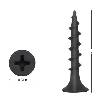 #8 x 1-5/8" Drywall Screws Coarse Thread Black Phosphate Coated Flat Head Fast Self Tapping Wood Screws for Drywall, Wood and Furniture, 100 PCS