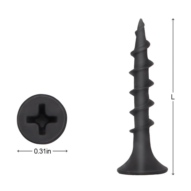 8 x 1-5/8 Drywall Screws Coarse Thread Black Phosphate Coated Flat Head Fast Self Tapping Wood Screws for – product detail