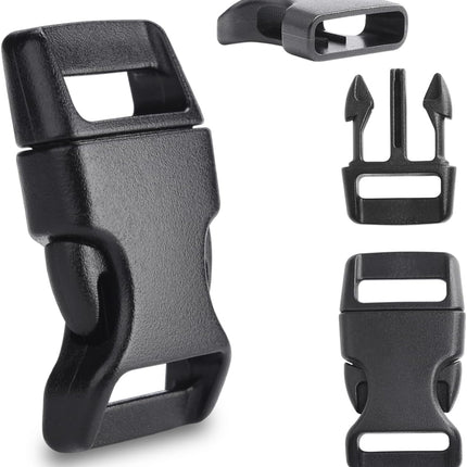 CooBigo 30 Pack 5/8 Inch Curved Paracord Bracelet Clip, Plastic Side Release Buckles for Parachute 550 Cord Paracord Bracelets Clasp Dog Collar Buckle DIY Craft Accessories