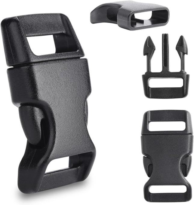 CooBigo 30 Pack 5/8 Inch Curved Paracord Bracelet Clip Plastic Side Release Buckles for Parachute