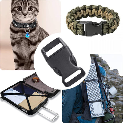 CooBigo 30 Pack 5/8 Inch Curved Paracord Bracelet Clip, Plastic Side Release Buckles for Parachute 550 Cord Paracord Bracelets Clasp Dog Collar Buckle DIY Craft Accessories