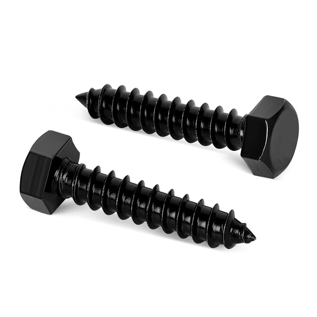 1/4 x 1 Stainless Steel Lag Screws Bolts Heavy Duty External Hex Head Wood Screws Black Finish Full Thread