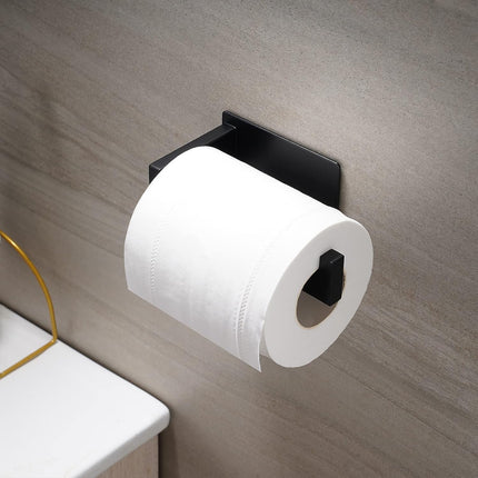 Toilet Paper Holder, Adhesive Toilet Paper Roll Holder, SUS304 Stainless Steel Rustproof Wall for Bathroom, Kitchen and Washroom, Black