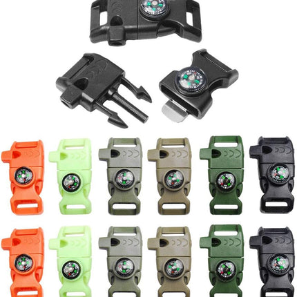 Paracord Buckle with Whistle Compass, Side Release Plastic Buckles for Paracord Bracelet