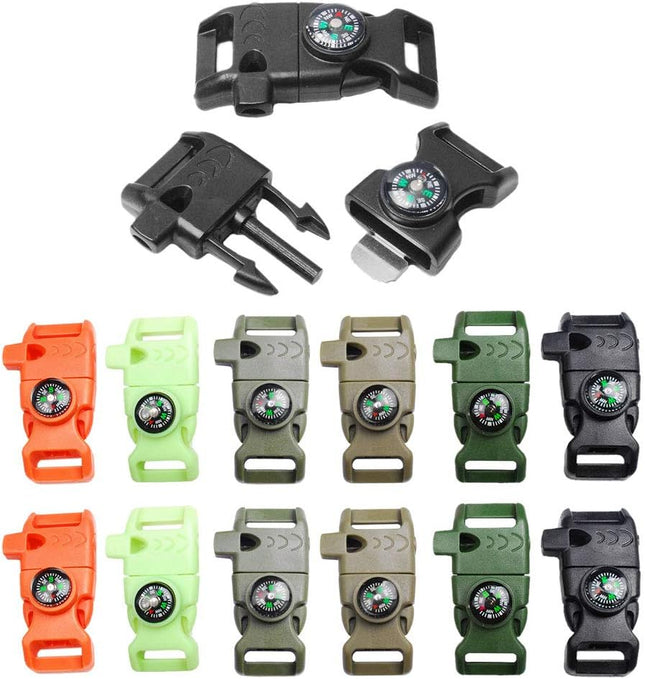 Paracord Buckle with Whistle Compass Side Release Plastic Buckles for Paracord Bracelet V1258-DP02-E-14