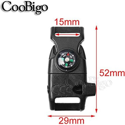 Paracord Buckle with Whistle Compass, Side Release Plastic Buckles for Paracord Bracelet