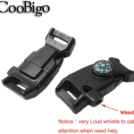 Paracord Buckle with Whistle Compass, Side Release Plastic Buckles for Paracord Bracelet
