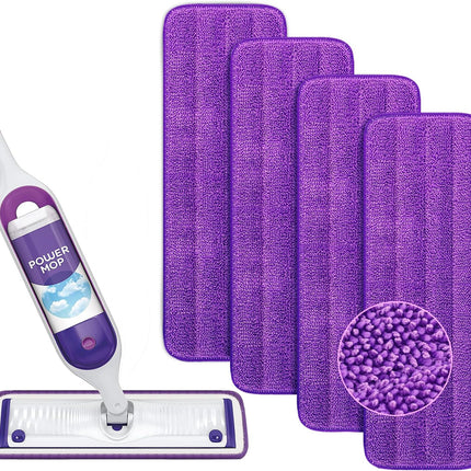 Reusable Power Mop Refills Pads Compatible with Swiffer PowerMop Mop - Microfiber Power Mop Pads Refill for 13 ''-15 '' Spray Mop- Washable Pads for Multi-Surface Floor Cleaning, 4 Pack