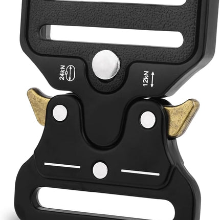CooBigo 2 Pack Tactical Belt Buckles, 1-1/2" Heavy Duty Metal Tactical Buckle Clips for Dog Collar Hardware, Harness, Backpack, Luggage Strap Release Clasp Replacement (Black)