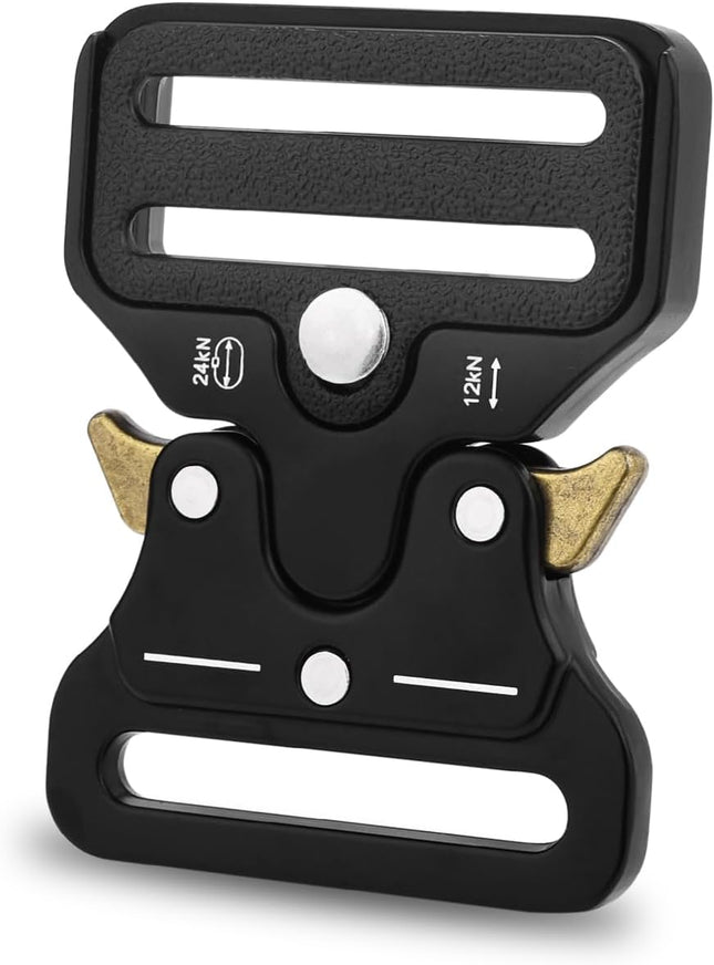 CooBigo 2 Pack Tactical Belt Buckles 1-1/2 Heavy Duty Metal Tactical Buckle Clips for Dog Collar in Black