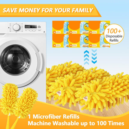 Reusable Duster Refill Compatible with Swiffer Hand Duster - 360 Heavy Duty Dusters Refills - Microfiber Ceiling Fan Duster for Swiffer Dusters Extended Handle, 4 Pack(Handle is Not Included)
