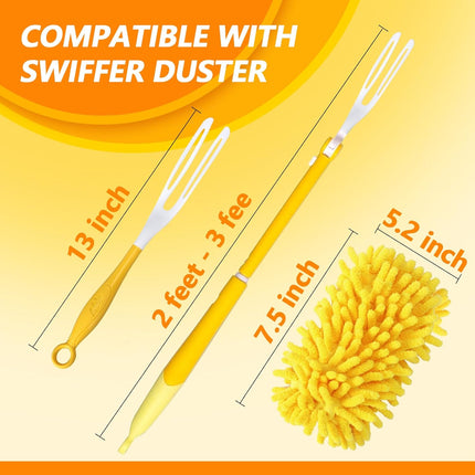 Reusable Duster Refill Compatible with Swiffer Hand Duster - 360 Heavy Duty Dusters Refills - Microfiber Ceiling Fan Duster for Swiffer Dusters Extended Handle, 4 Pack(Handle is Not Included)