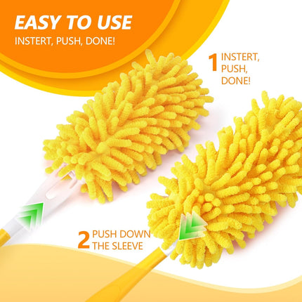 Reusable Duster Refill Compatible with Swiffer Hand Duster - 360 Heavy Duty Dusters Refills - Microfiber Ceiling Fan Duster for Swiffer Dusters Extended Handle, 4 Pack(Handle is Not Included)