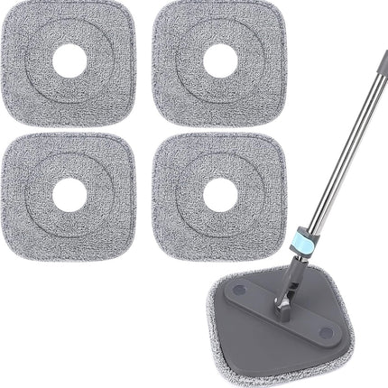 Square Microfiber Mop Pads Compatible with True & Tidy True Spin Mop - Mop Replacement Pads for Square Spin Mop and Bucket - Washable Pads fit for All 9 Inch Square Spin Mop (4 Pack)