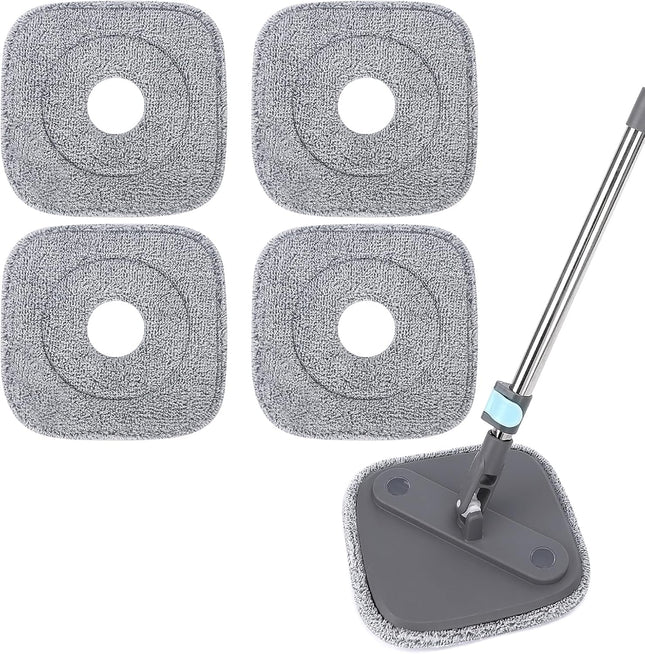 Square Microfiber Mop Pads Compatible with True & Tidy True Spin Mop (4 V1258-DP02-E-152